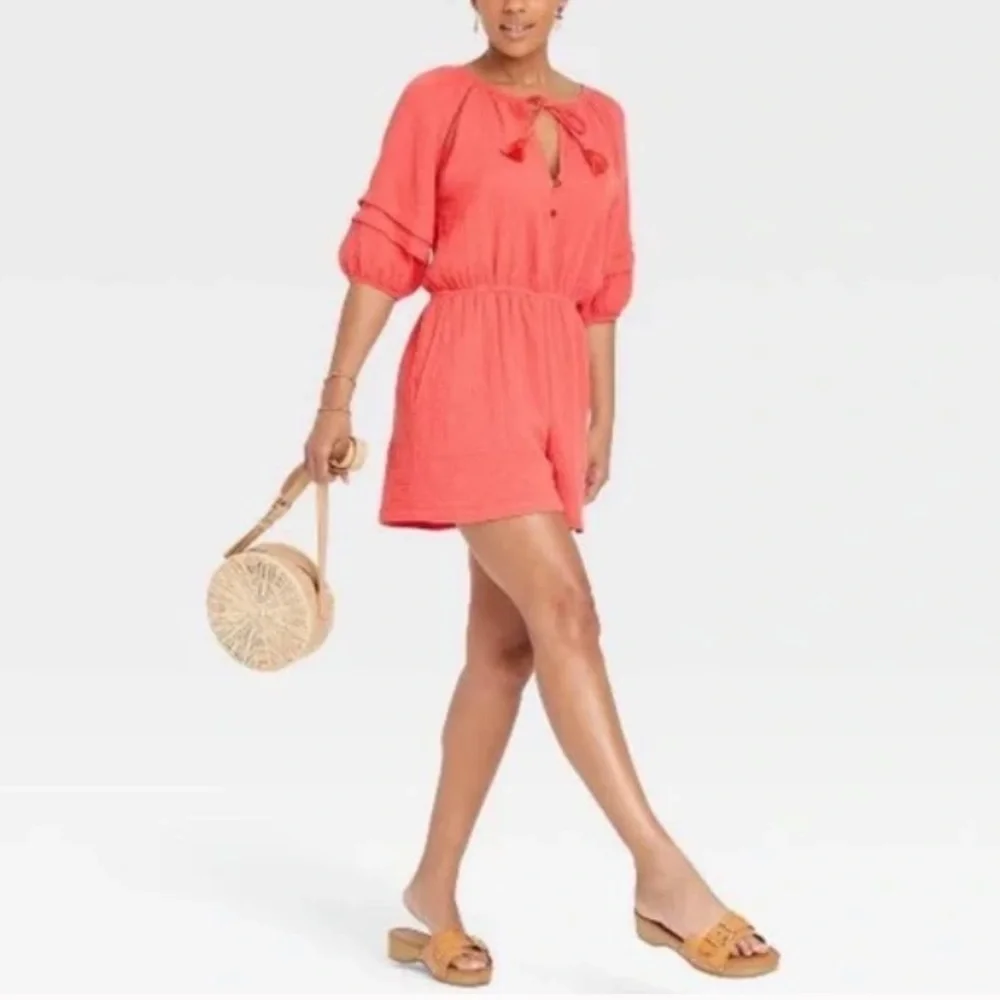 (L)- Knox Rose Women's Short Sleeve Gauze Romper